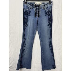 Vintage Y2K 90s Joe Boxer Denim Women’s EmbroideredJeans Grunge Rock Punk Size 7